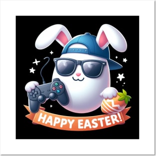 "Video Game Bunny Eggs Happy Easter Day" Tee Posters and Art